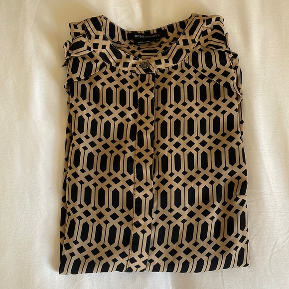 BCBG Black and Tan long sleeved blouse, size M - Picture 2 of 4